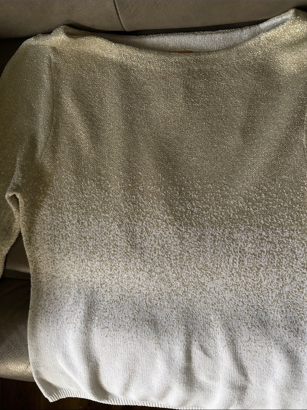Ruby Rd. Cream and Gold Ombre Boat Neck Sweater
